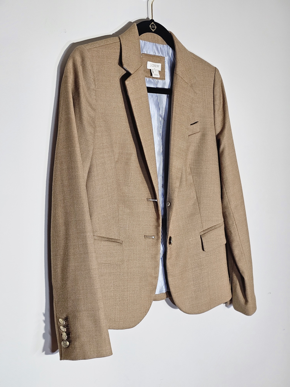 J. Crew School Boy Tan Wool-Blend Notch Lapel Blazer - Picture 2 of 4